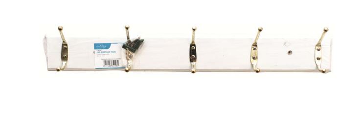 Hat and Coat Rack 5 Hook White
