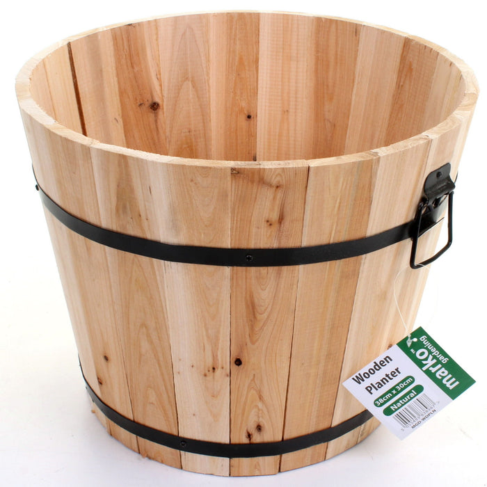 Round Natural Wooden Planter