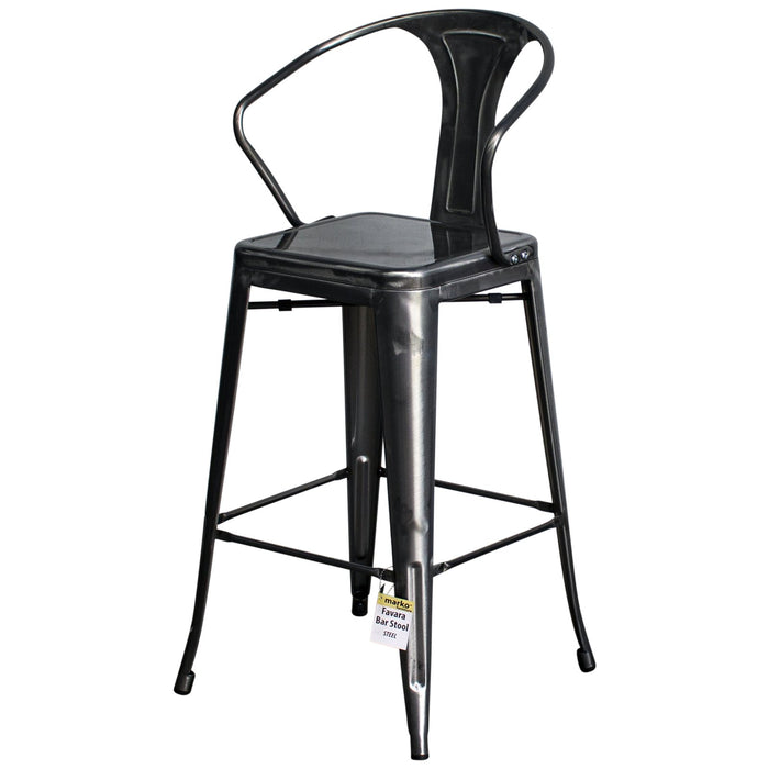 3PC Laus Table & Favara Bar Stool Set - Steel