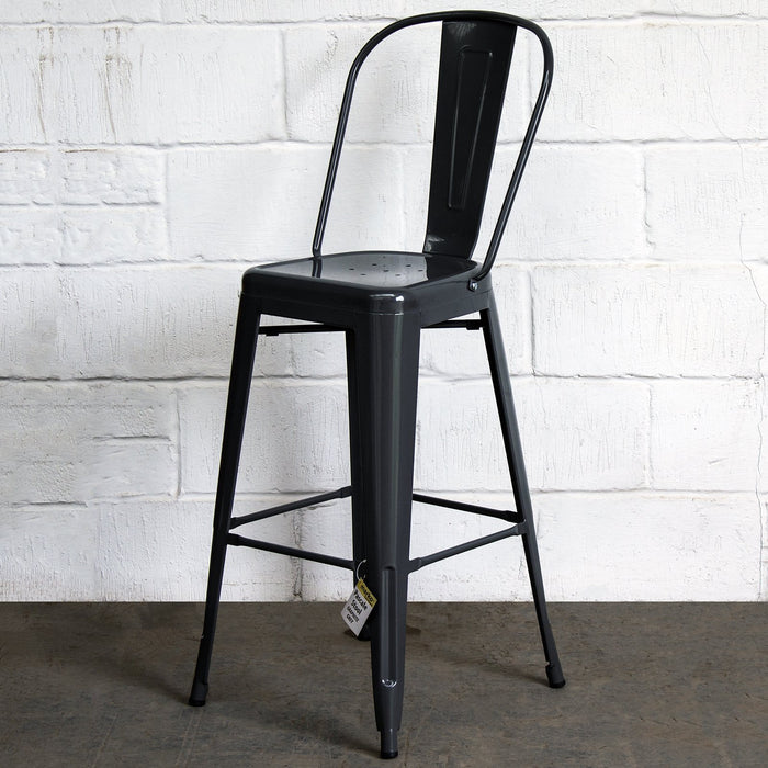 5PC Lodi Table & Pascale Bar Stool Set - Graphite Grey