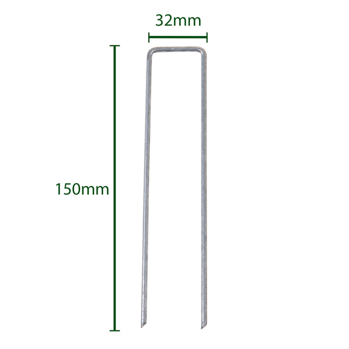 10PK Galvanised 'U' Fixing Grass Pegs