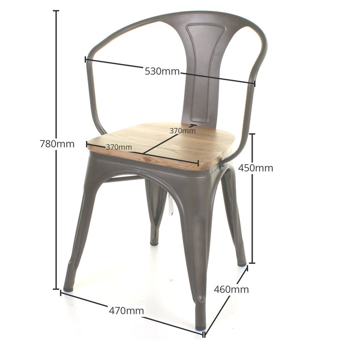 5PC Prato Table, 2 Florence & 2 Palermo Chairs Set - Gun Metal Grey