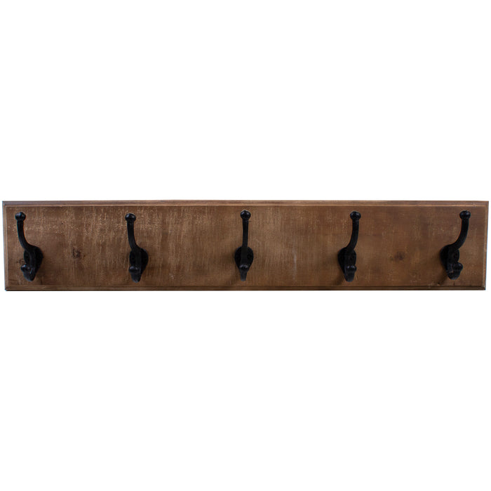 Natural Coat Rack with 5 Twin Hooks