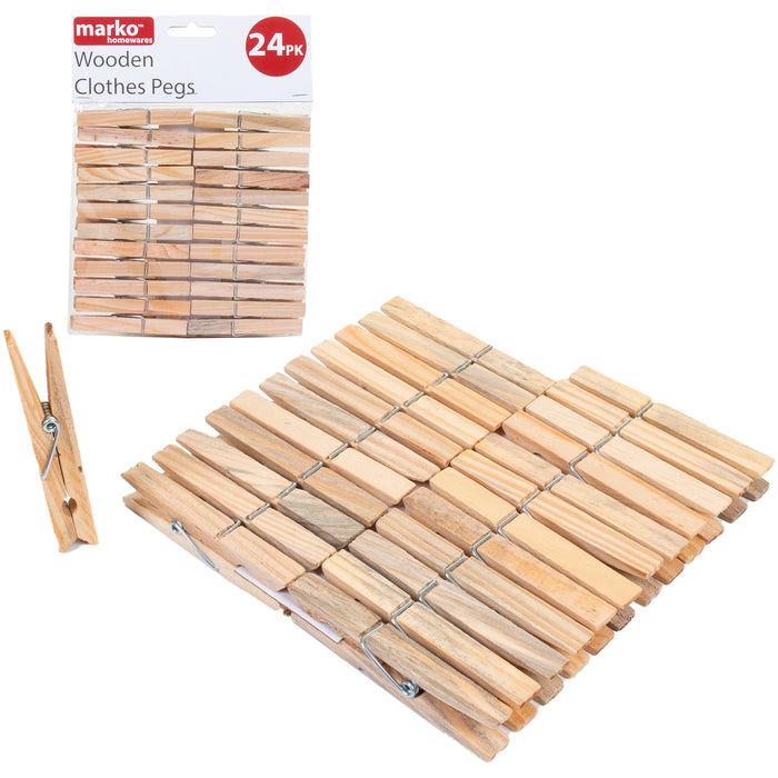 24PK Wooden Clothes Pegs