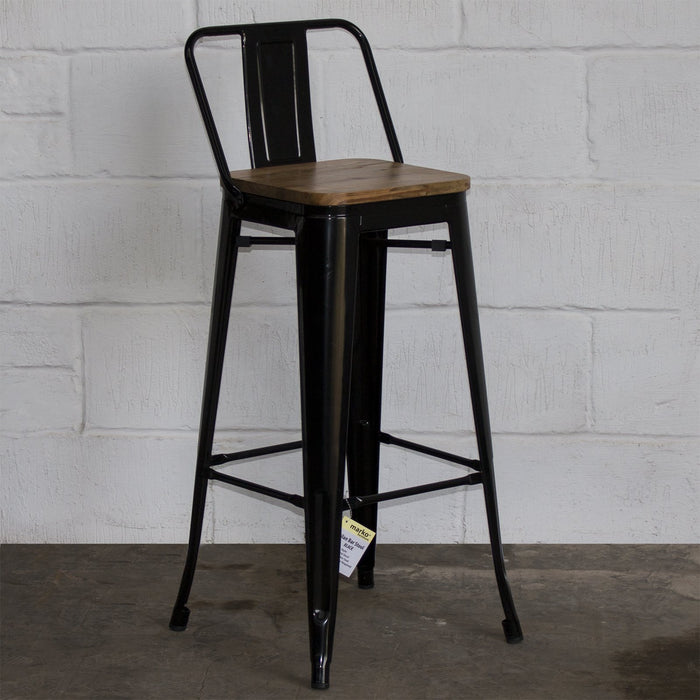 Tolix Style Tuscany Bar Stool - Black