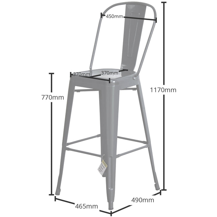 5PC Lodi Table & Pascale Bar Stool Set - Graphite Grey