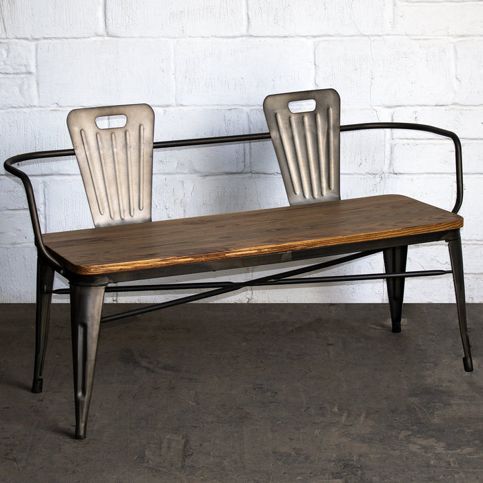 7PC Taranto Table, 5 Florence Chairs & Nuoro Bench Set - Gun Metal Grey
