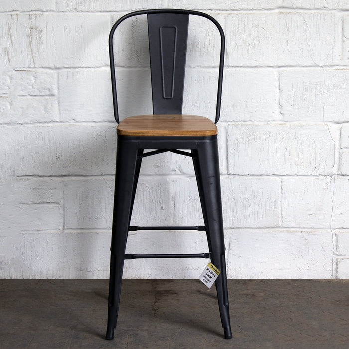 5PC Laus Table & Soranzo Bar Stool Set - Onyx Matt Black