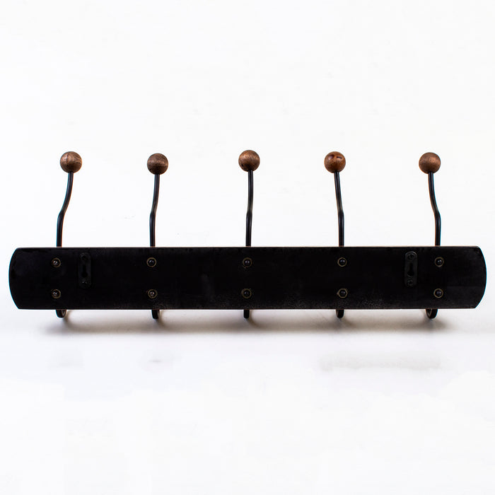 Oak Coat Rack with 5 Twin Rustic Hooks