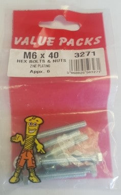 Hex Bolts & Nuts M6 X 40