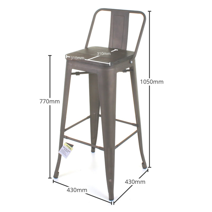Tolix Style Milan Bar Stool - Gun Metal