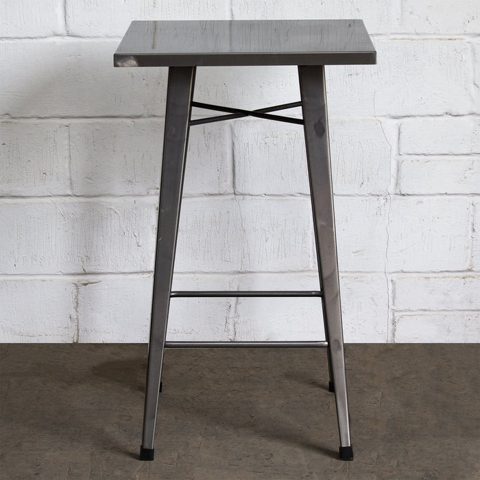 3PC Laus Table & Favara Bar Stool Set - Steel