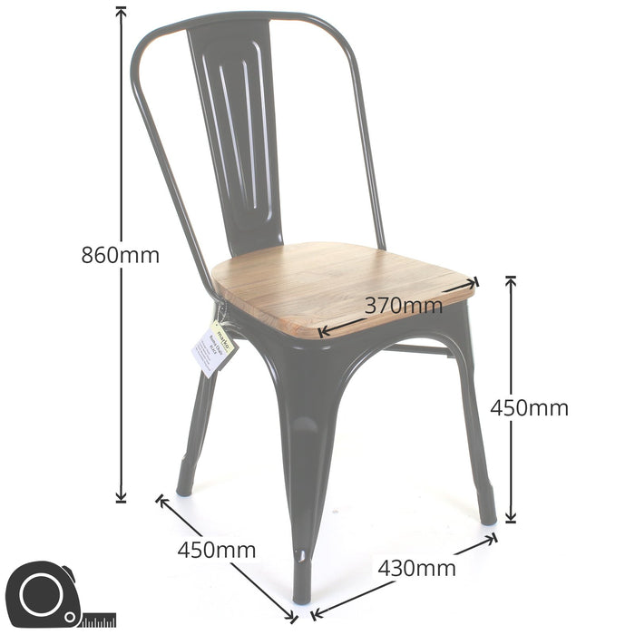 6PC Prato Table, 2 Palermo Chairs, 2 Rho Stools & Sicily Bench Set - Black