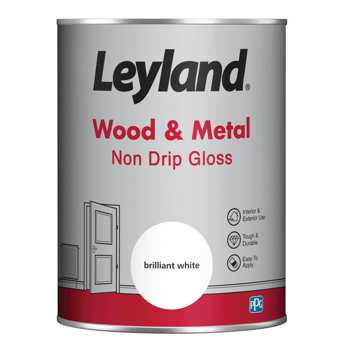 Leyland  Wood & Metal Non Drip Gloss Brilliant White 1.25L