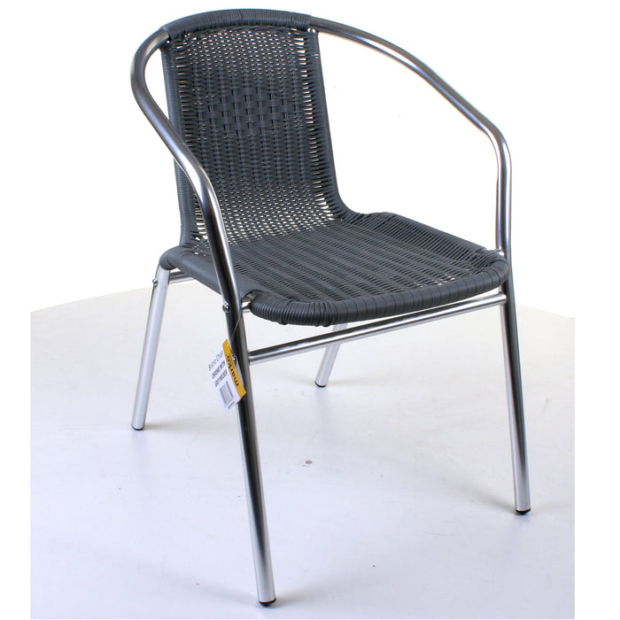 Chrome/Grey Wicker Bistro Sets - Round Table