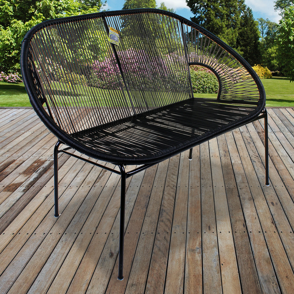 Rattan Bench Black JMart Warehouse