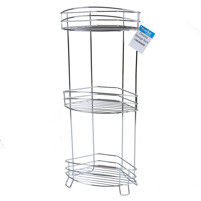 Chrome Storage Rack - 3 Tier Rounded