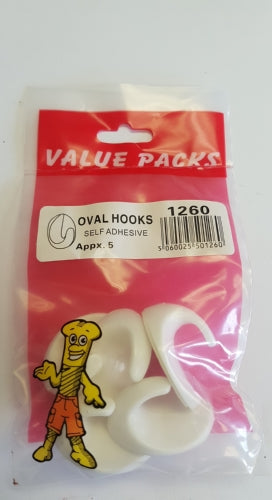 Oval Hooks Self Adhesive 5pc