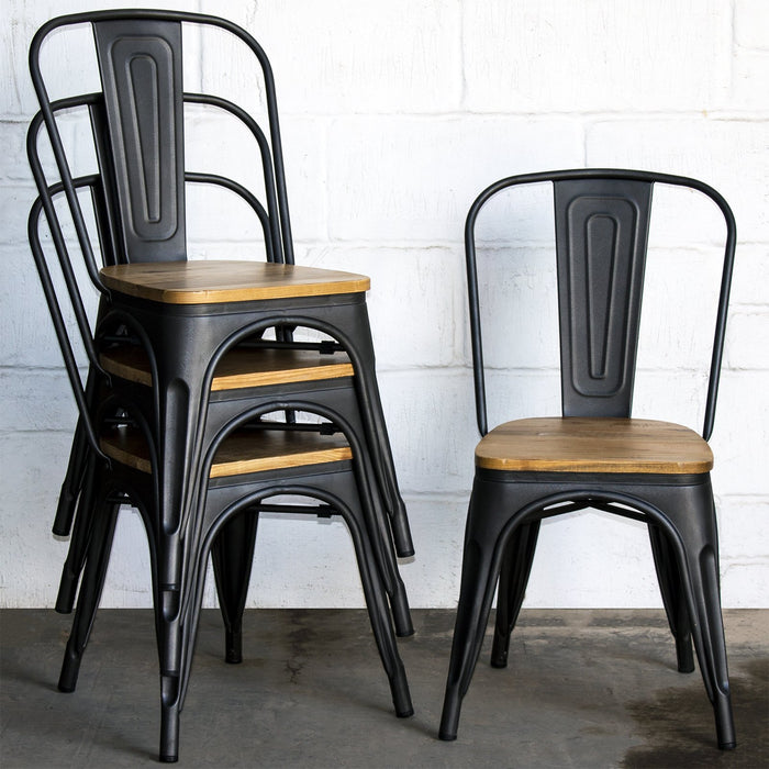 9PC Taranto Table, 2 Florence Chairs, 3 Palermo Chairs & 3 Rho Stools Set - Onyx Matt Black