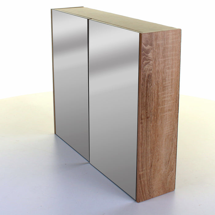 Wood Effect Mirror Wall Cabinet