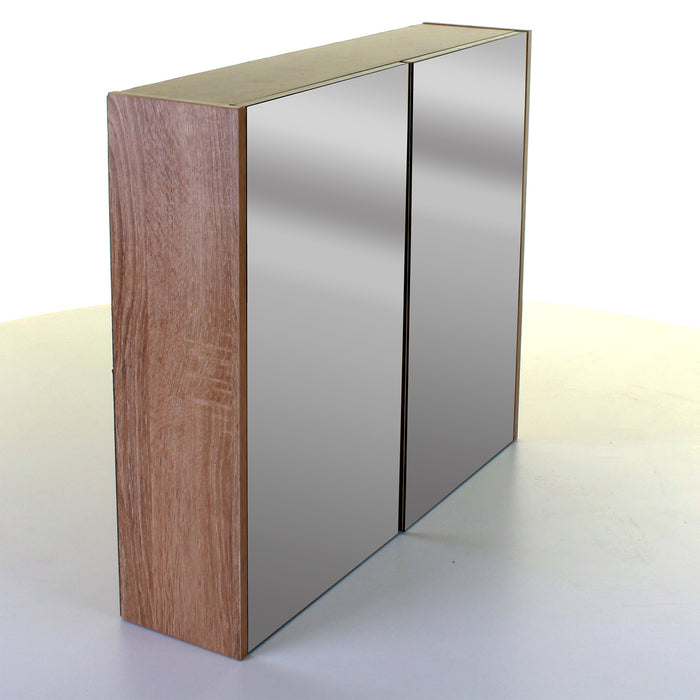 Wood Effect Mirror Wall Cabinet