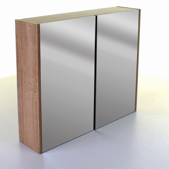 Wood Effect Mirror Wall Cabinet