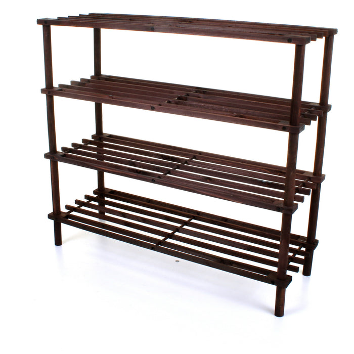 4 Tier Wooden Shoe Rack - Walnut