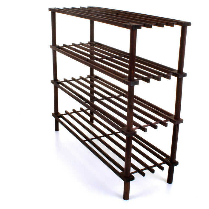 4 Tier Wooden Shoe Rack - Walnut