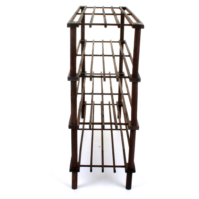 4 Tier Wooden Shoe Rack - Walnut