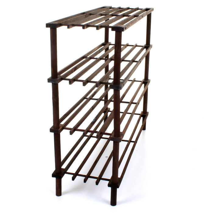 4 Tier Wooden Shoe Rack - Walnut