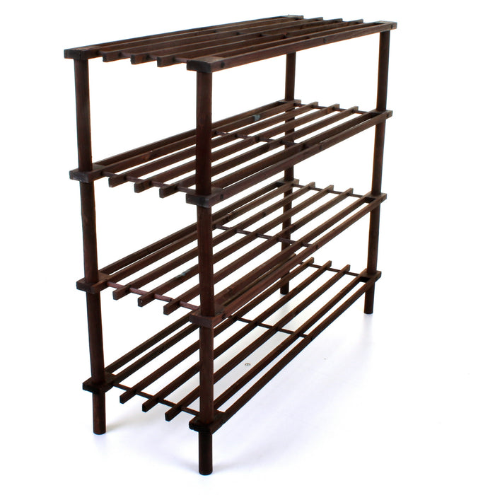 4 Tier Wooden Shoe Rack - Walnut
