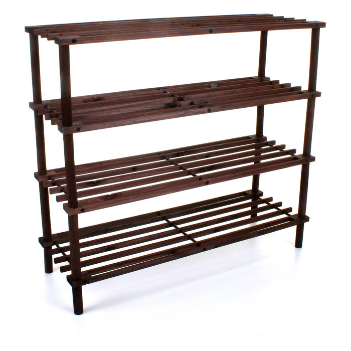 4 Tier Wooden Shoe Rack - Walnut