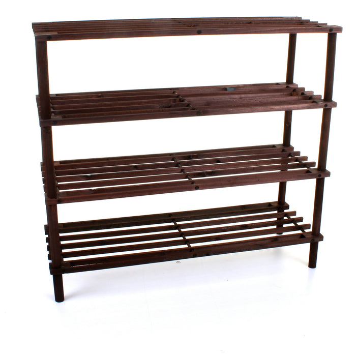 4 Tier Wooden Shoe Rack - Walnut