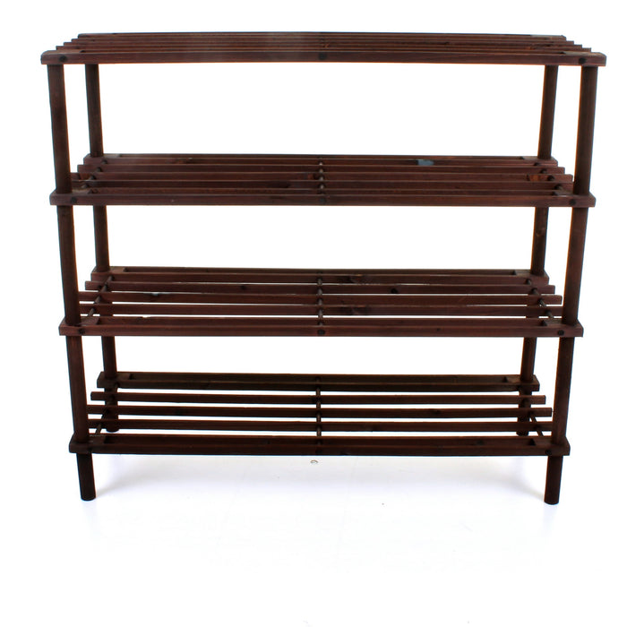 4 Tier Wooden Shoe Rack - Walnut