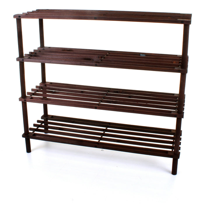 4 Tier Wooden Shoe Rack - Walnut