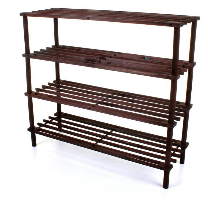 4 Tier Wooden Shoe Rack - Walnut