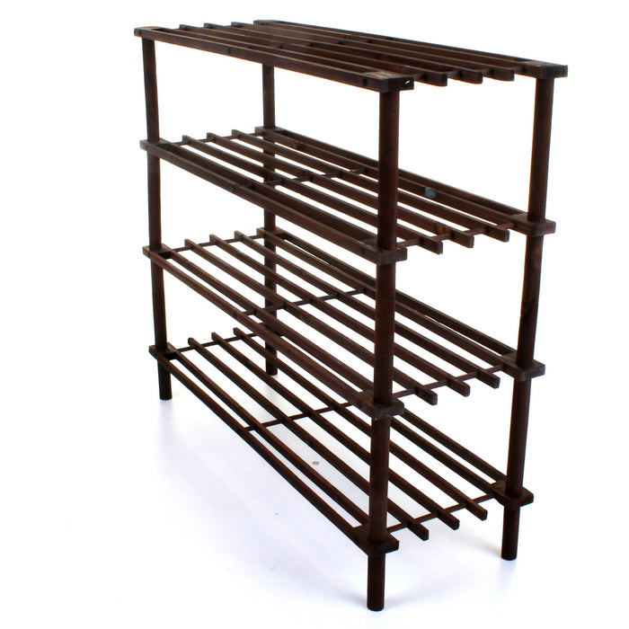 4 Tier Wooden Shoe Rack - Walnut