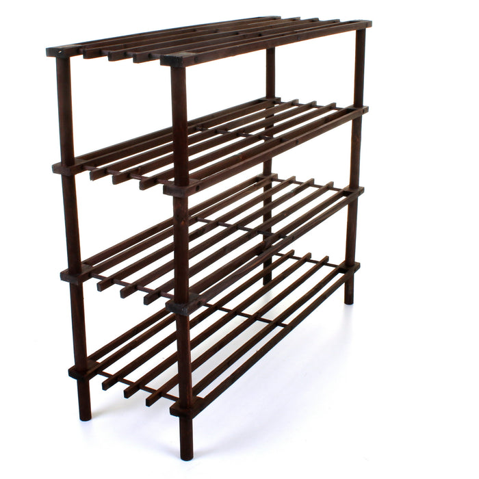 4 Tier Wooden Shoe Rack - Walnut