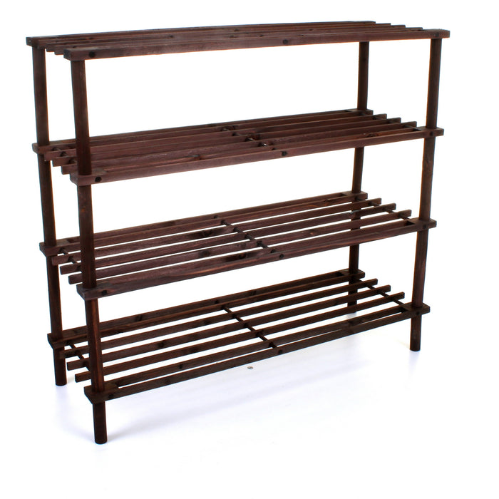 4 Tier Wooden Shoe Rack - Walnut