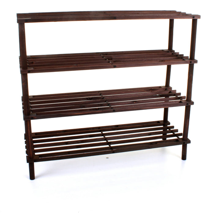 4 Tier Wooden Shoe Rack - Walnut