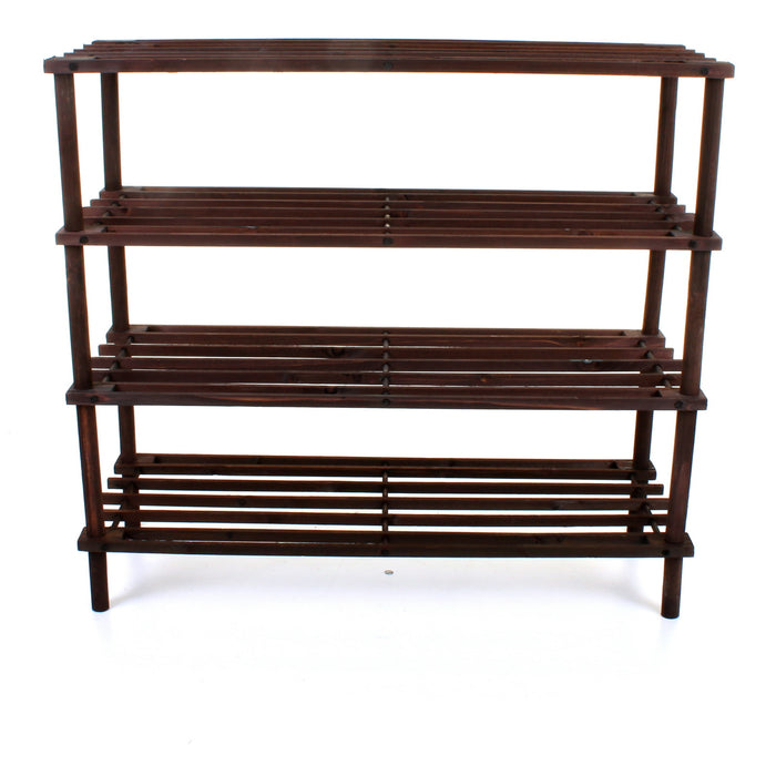 4 Tier Wooden Shoe Rack - Walnut