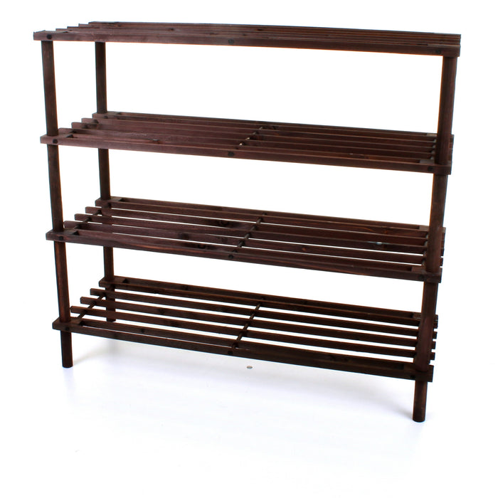 4 Tier Wooden Shoe Rack - Walnut