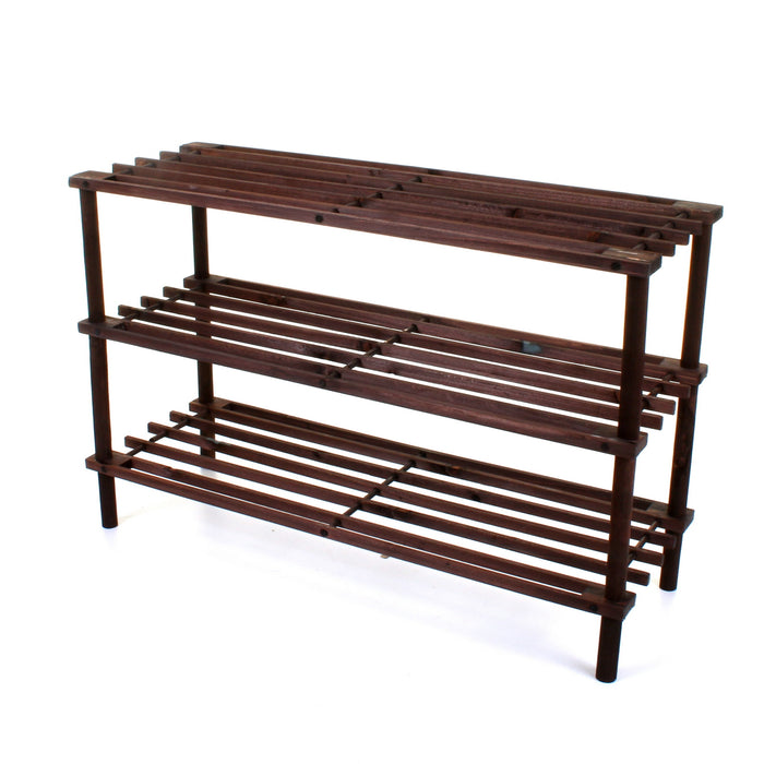 3 Tier Wooden Shoe Rack - Walnut