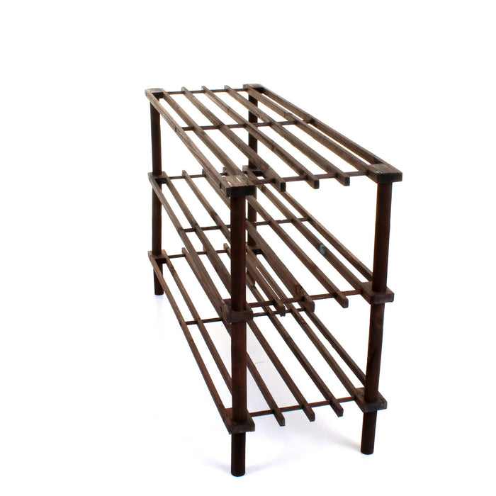3 Tier Wooden Shoe Rack - Walnut