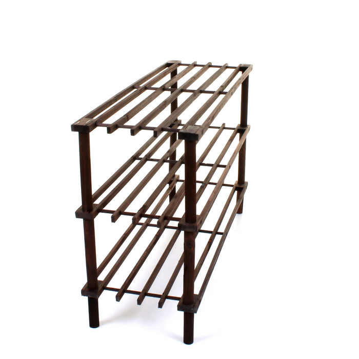 3 Tier Wooden Shoe Rack - Walnut