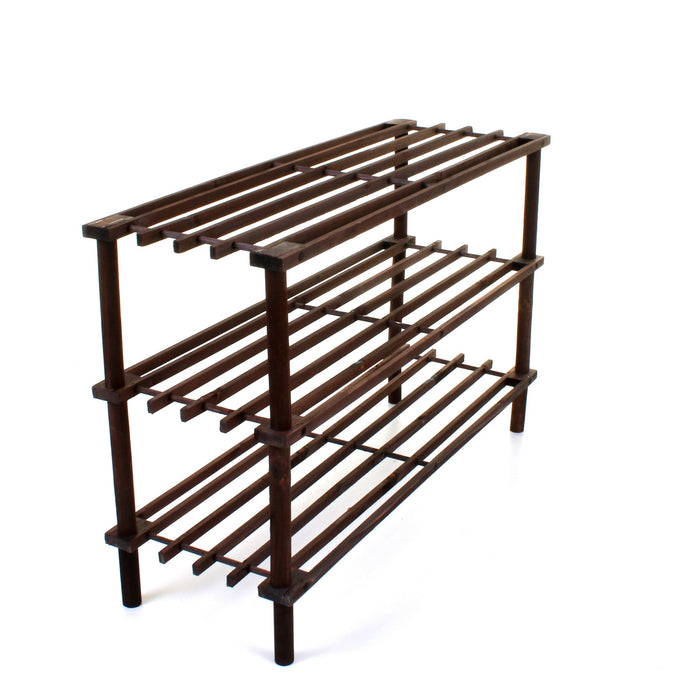 3 Tier Wooden Shoe Rack - Walnut