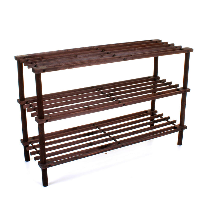 3 Tier Wooden Shoe Rack - Walnut