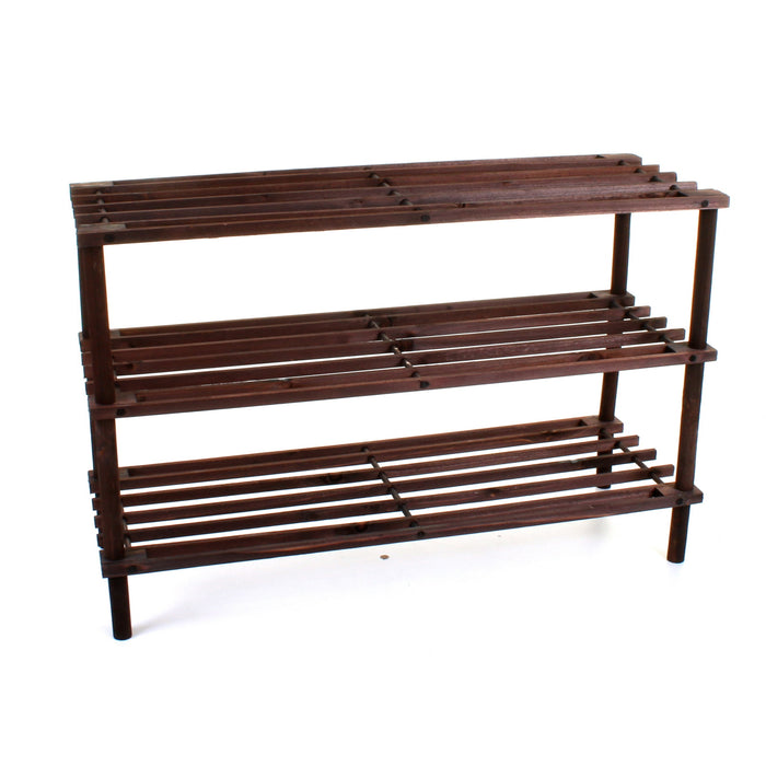 3 Tier Wooden Shoe Rack - Walnut