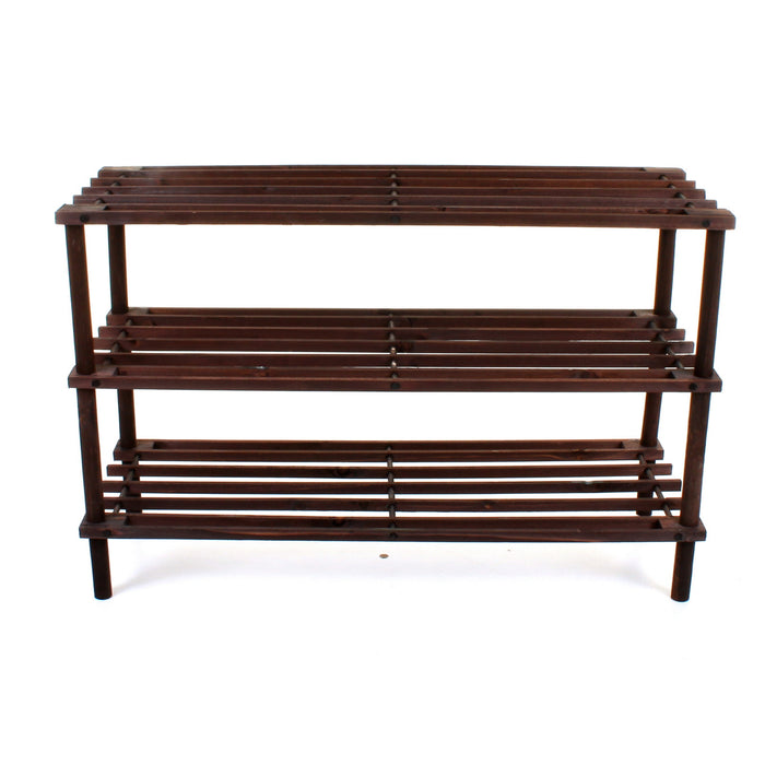 3 Tier Wooden Shoe Rack - Walnut