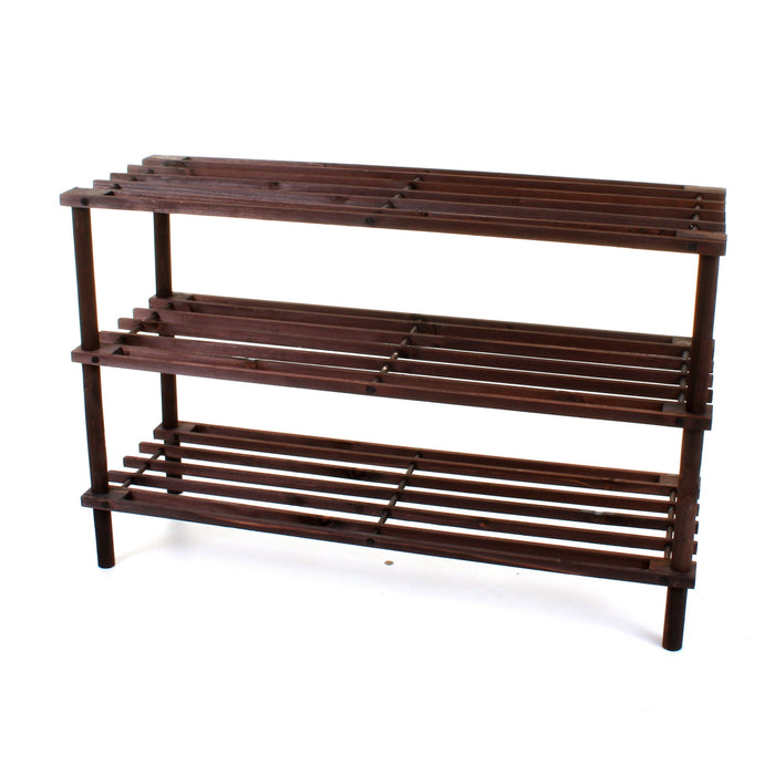 3 Tier Wooden Shoe Rack - Walnut